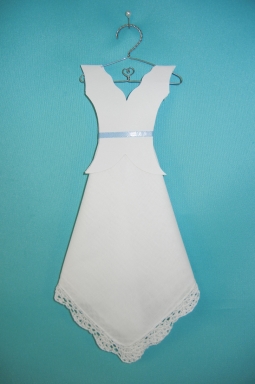 Crocheted Lace Hanky Dress w/Blue Ribbon
